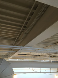 CAT5e ethernet cable hidden in the ceiling so it's barely visible.